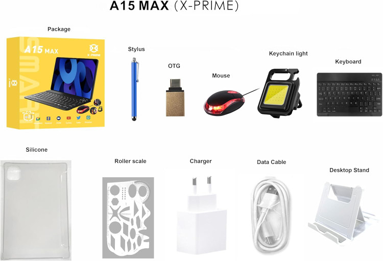 تبلت 10 اینچ کیبورد دار X-prime A15 max همراه با پک هدیه