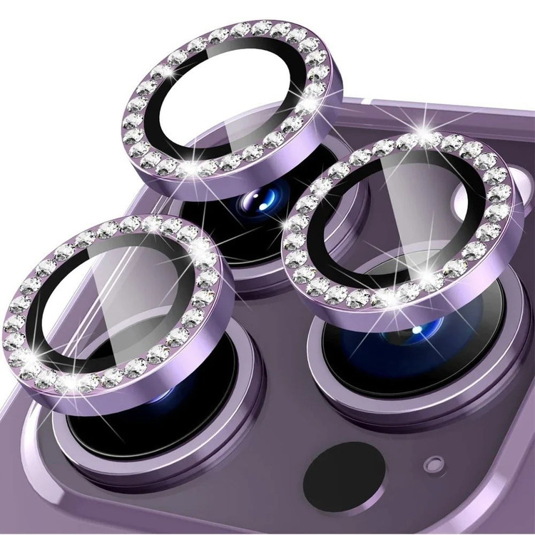 گلس لنز نگین دار و محافظ دوربین اپل مناسب آیفون 13/14/15 پرو مدل الماسی