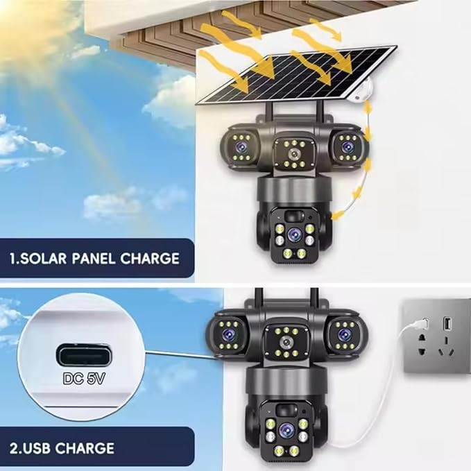 دوربین سولار (خورشیدی) مدل سه لنز تک پنل سیم کارت خور OKAM P15