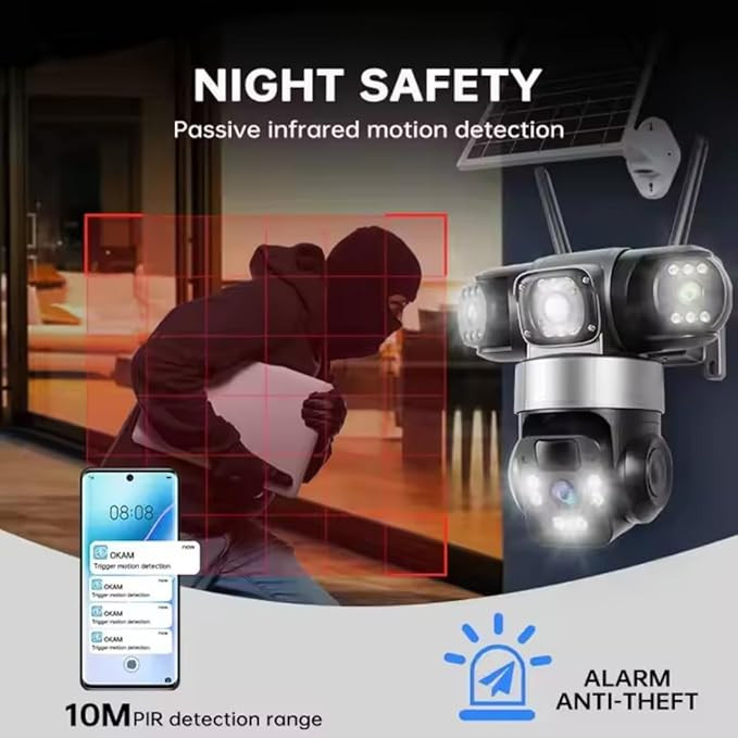 دوربین سولار (خورشیدی) مدل سه لنز تک پنل سیم کارت خور OKAM P15