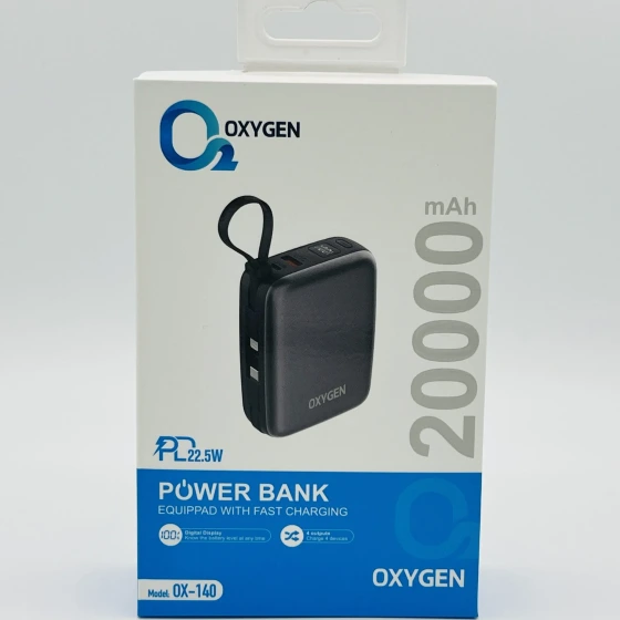 پاور بانک 22.5 وات اکسیژن مدل OX-140  ظرفیت 20000 میلی آمپر ساعت